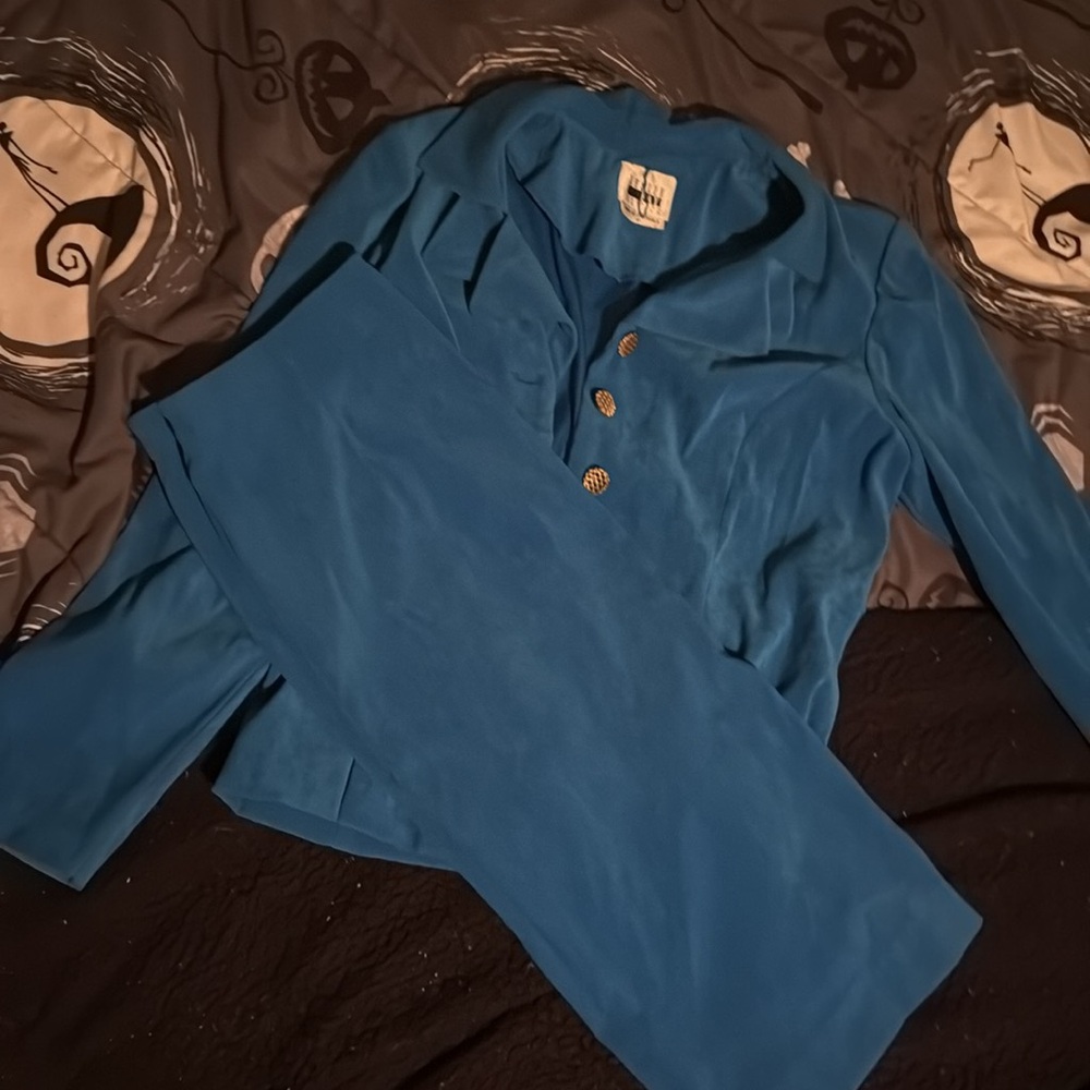 Vintage Leslie Fay Blue Skirt Set